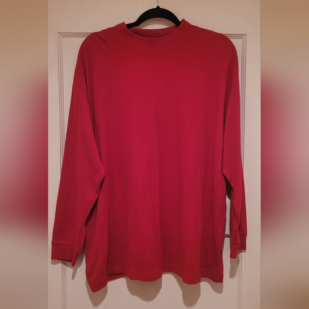 North West Blue Mock Collar Red Long Sleeve
